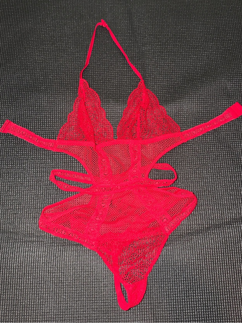 Victoria's Secret Hot Red Lace Halter Teddy